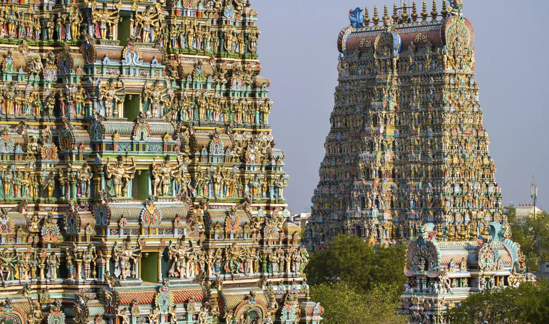 Menakshitemplet i Madurai er ikke bare stort, men også vældigt farverigt.