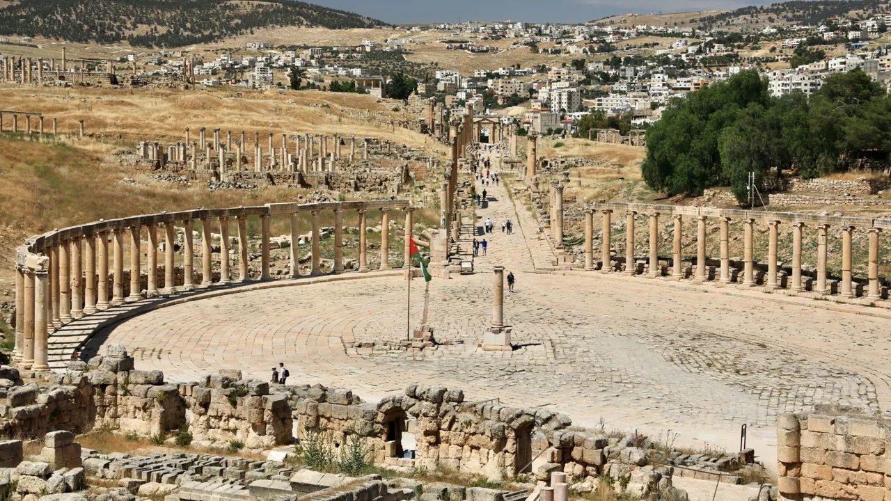 Forum i den romerske ruinby Jerash. Foto af Anders Stoustrup