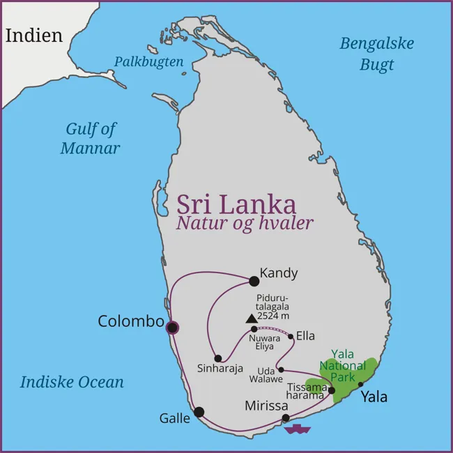 Kort over Sri Lanka 