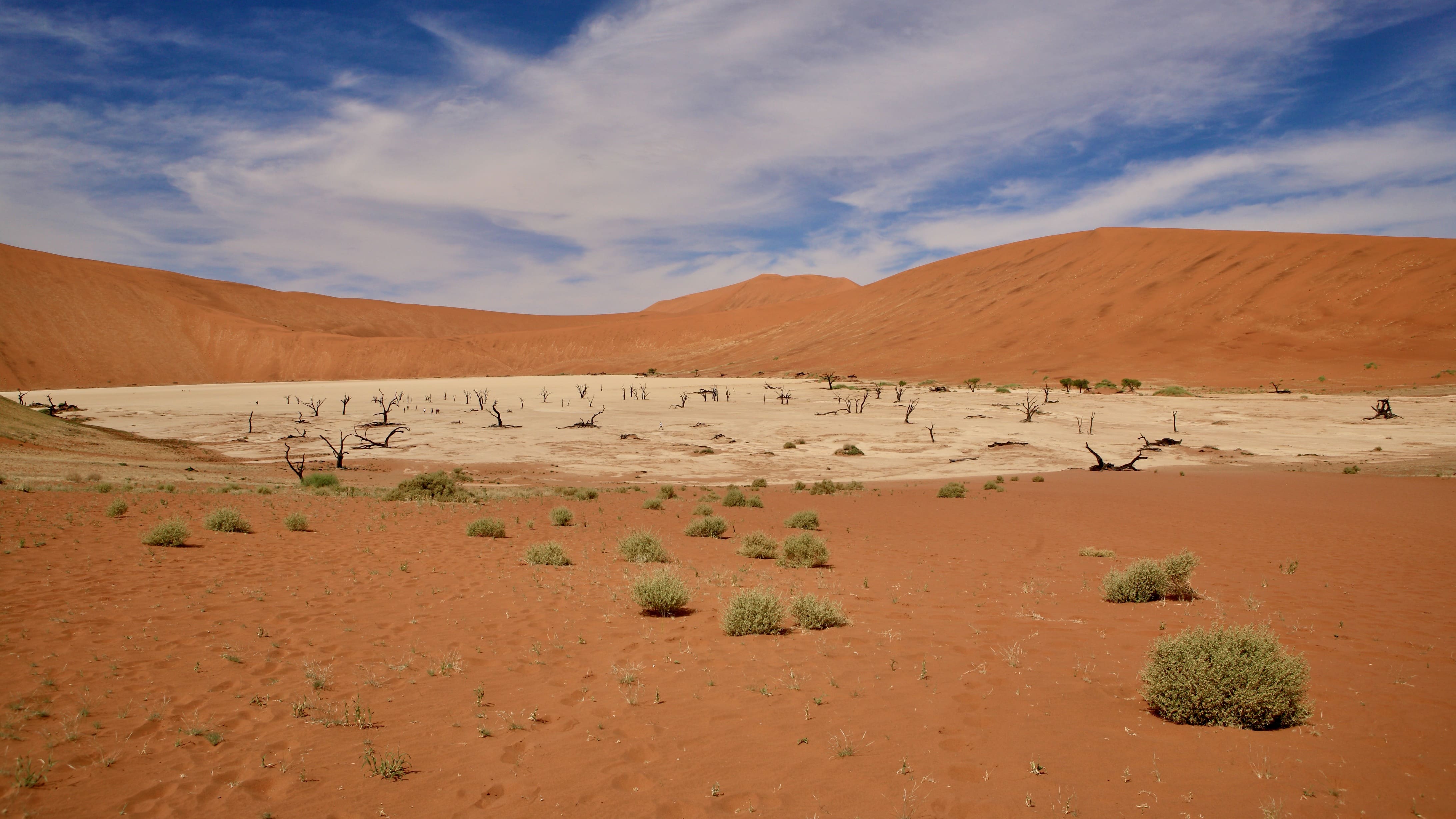 Den udtørrede sø Deadvlei ligger skjult mellem klitterne. Foto Anders Stoustrup