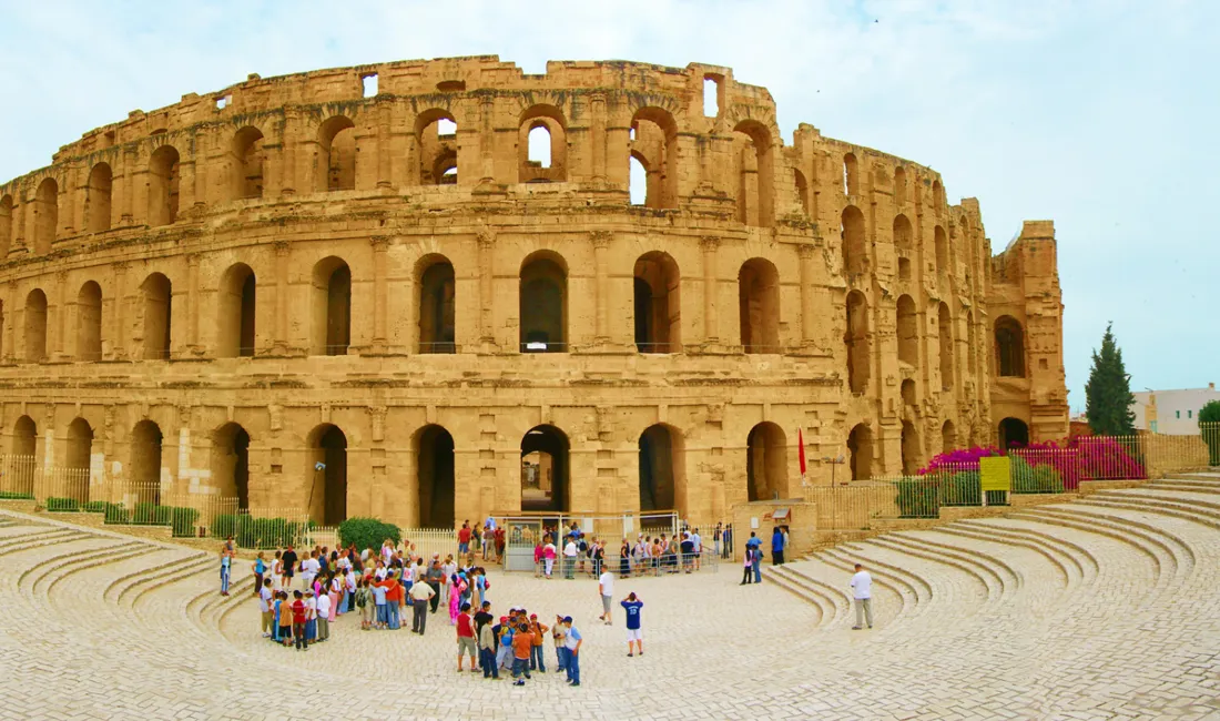 Amfiteatret El Jem er et storslået levn fra romertiden i Tunesien. Foto Viktors Farmor