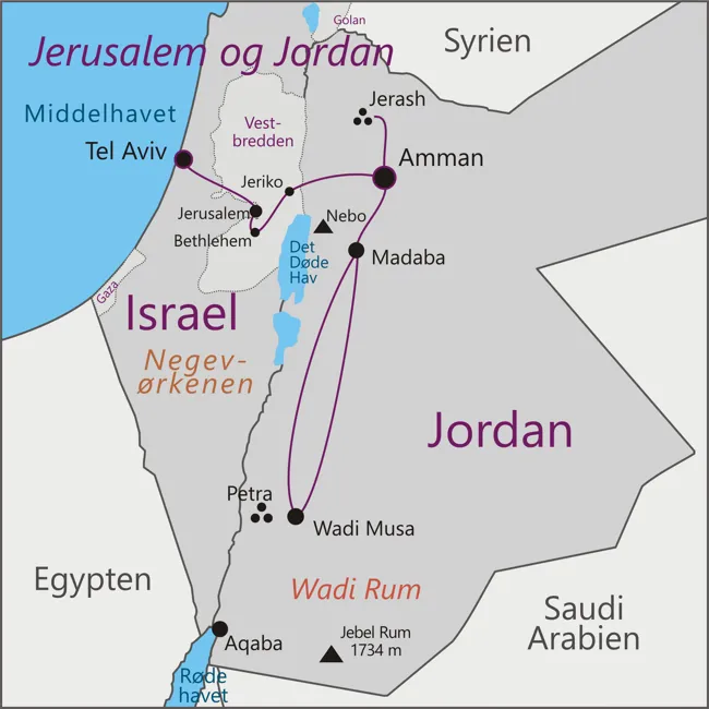 Israel - Jerusalem - Betlehem - Jeriko - Jerash - Jordan - Amman - Madaba - Petra