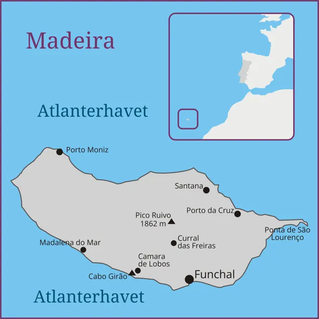 Madeira - Funchal - Camara de Lobos - Madaleno do Mar - Porto Moniz - Curral das Freiras - Santana - Porto da Cruz - Ponta de Sao Lourenco - 