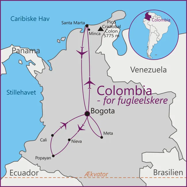 Colombia - Bogota - Sante Marta - Nieva - Popayan - Cali - Meta