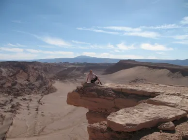 Vi får et formidabelt vue over det særegne landskab i Atacama. Foto Kirsten Gynther Holm