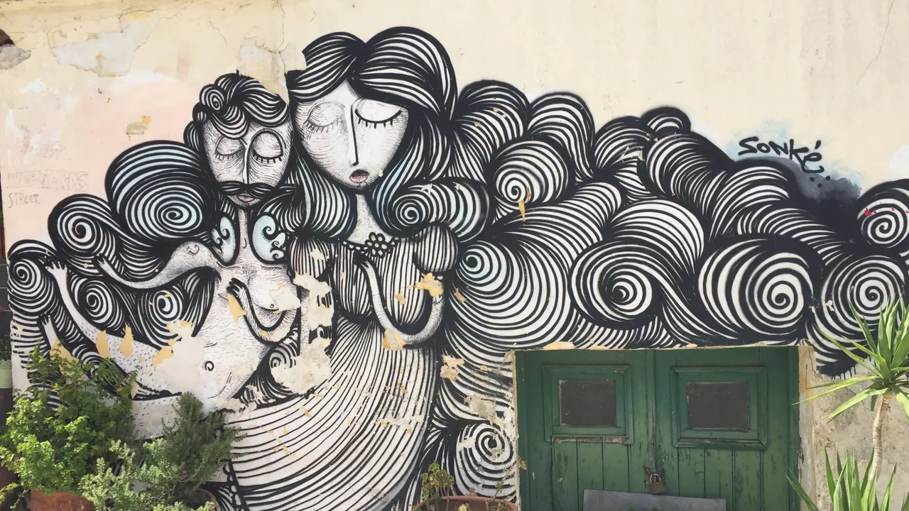 Moderne gadekunst pryder husene rundt om i Athen. Foto Morten H. Nielsen