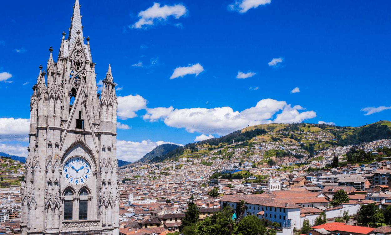 Vi oplever det koloniale centrum i Ecuadors hovedstad Quito på rejsens første dage. Foto Viktors Farmor