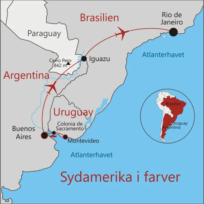 Sydamerika i farver - Uruguay - Montevideo - Argentina - Buenos Aires - Iguazu - Brasilien - Rio de Janeiro