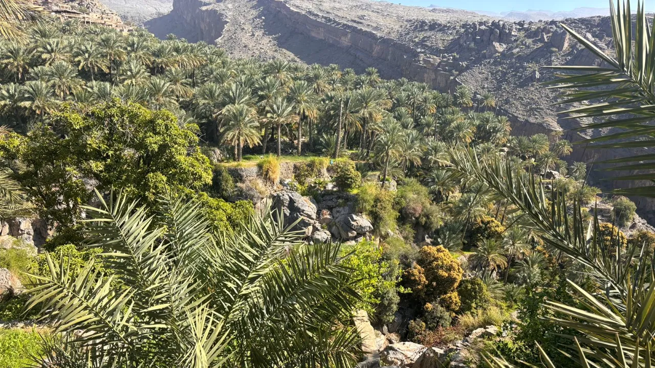 Her er vi undervejs til fods til bjerglandsbyen Misfah. Foto Ellen Brzost Lindby-Andersen