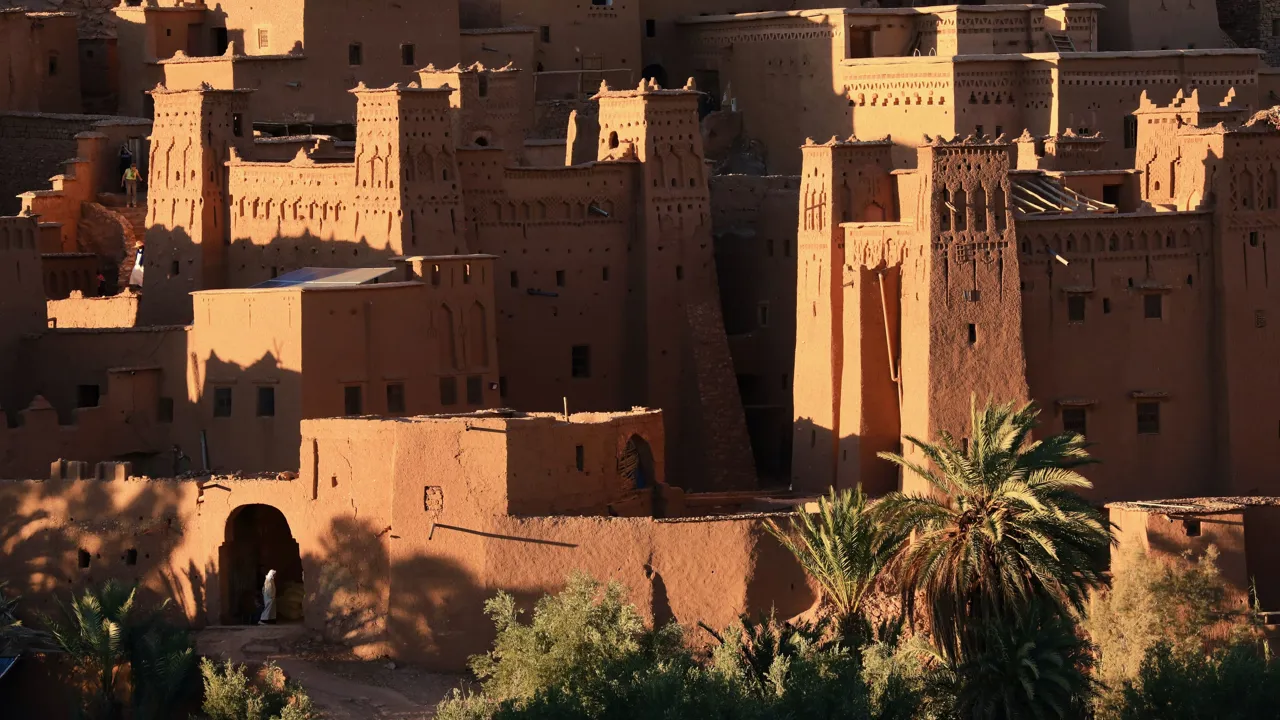 Aftenlys over kasbah-byen Ait Ben Haddou. Foto af Anders Stoustrup