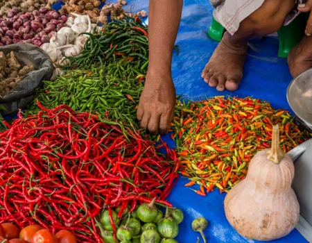 Chili på grøntsagsmarkedet i Brastagi. Foto Viktors Farmor