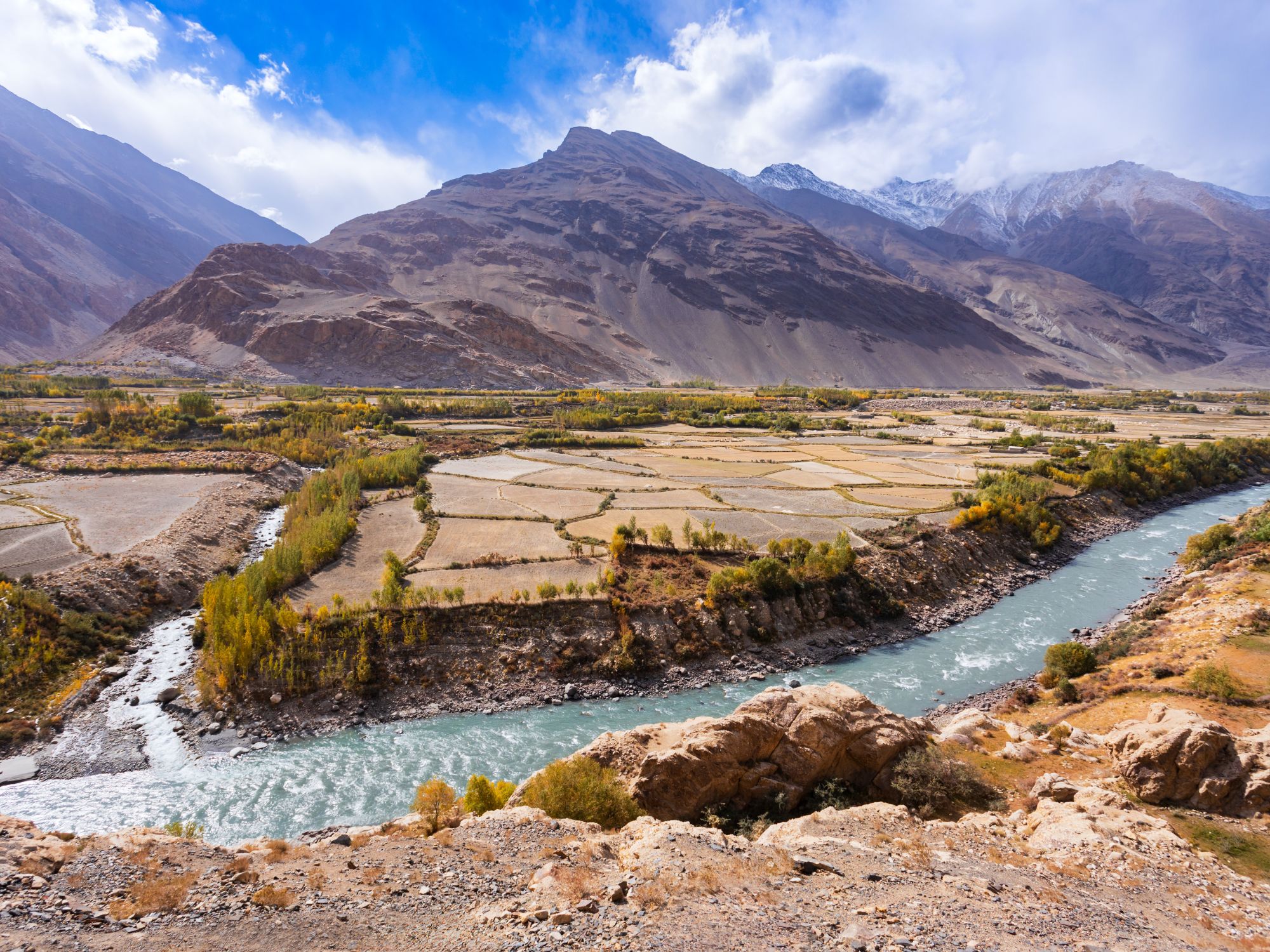 Panj-floden følger Waghan korridoren tæt på Afghanistan. Foto Viktors Farmor