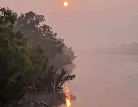 Solnedgang over Ganges. Foto af Helle lefevre