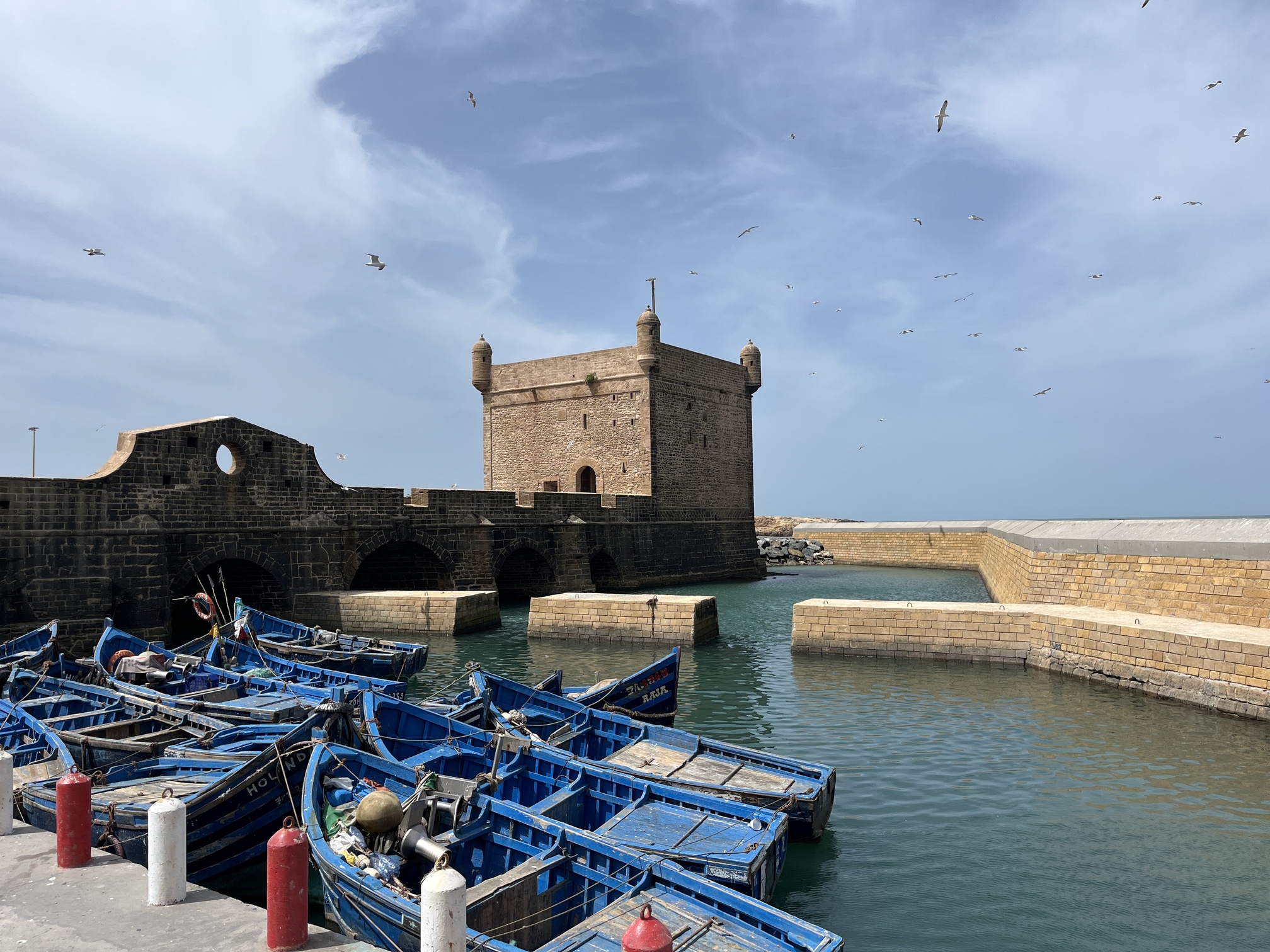 De karismatiske blå fiskebåde i Essaouira er et af kendetegnene ved byen. Foto Josefine Aude Raas