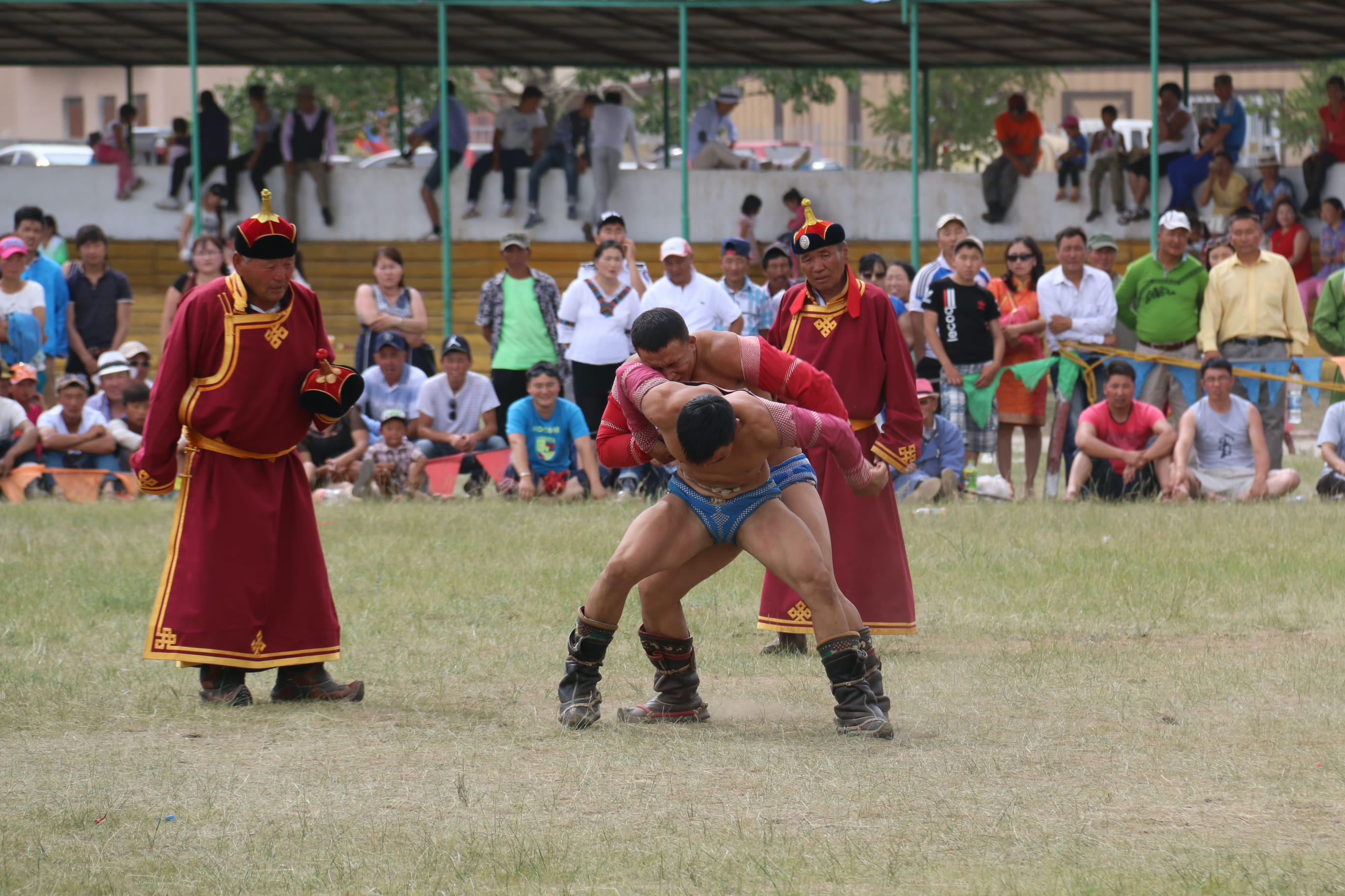 Brydning er en af de tre discipliner ved den årlige Naadam festival i Mongoliet. Foto Anja Schmidt
