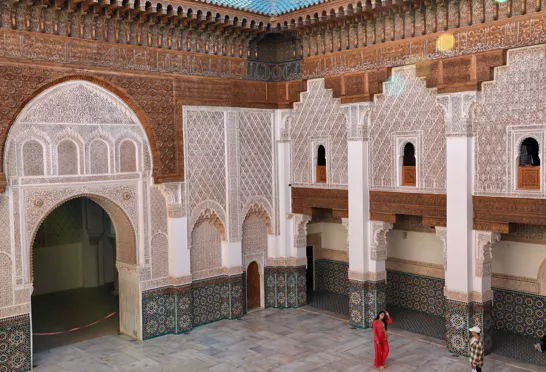 Koranskolen Ibn Youssef i Marrakesh er overdådigt dekoreret. Foto Anders Stoustrup