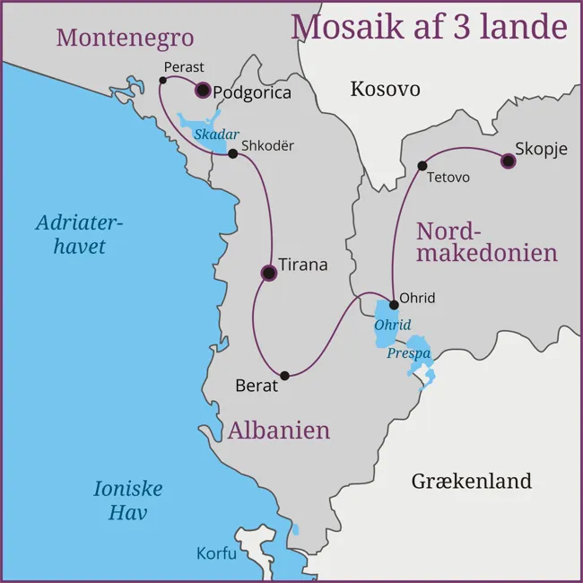 Nordmakedonien - Skopje - Ohrid - Albanien - Berat - Tirana - Shkodra - Montenegro - Petrovac - Perast - Podgorica