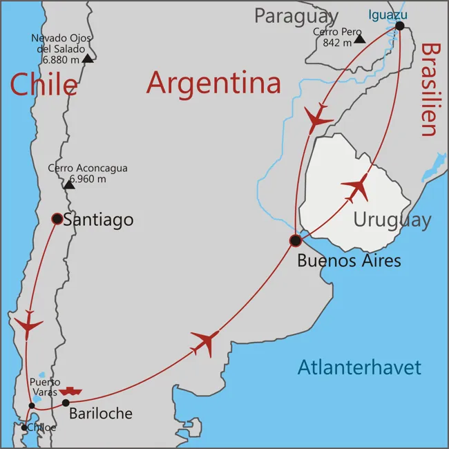 Sydamerika på tværs - Chile, Argentina og Iguazu