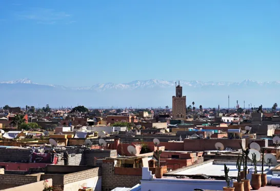 Marrakesh ligger smukt ved foden af Atlasbjergene. Foto Kathrine Svejstrup
