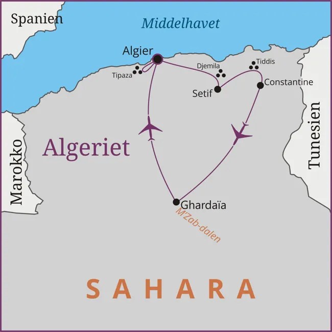 lgeriet - Algier - Tipaza - Djemila - Setif - Timgad - Constantine - Ghardïa - Sahara med Viktors Farmor