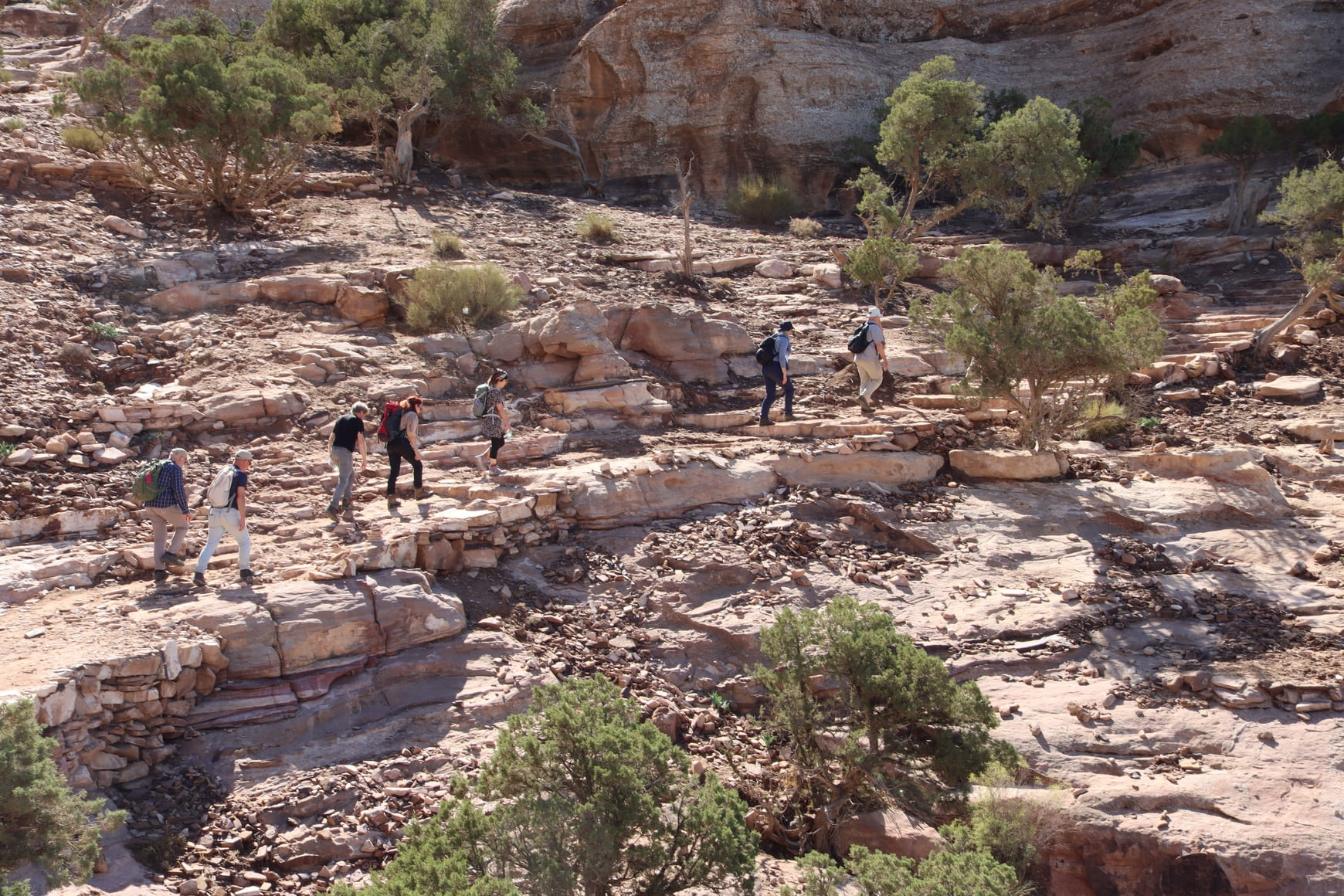 Der er stor diversitet i underlaget på vandringen fra lille Petra til Petra. Foto Denise Kristensen