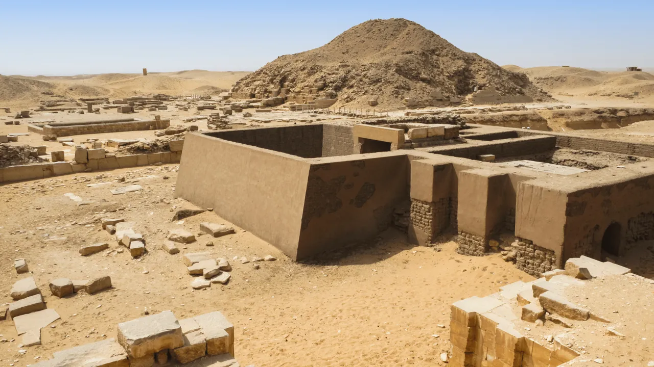Unas' pyramide var den første der blev udsmykket med religiøse inskriptioner. Foto Viktors Farmor