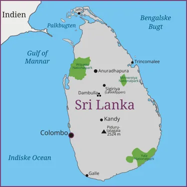 Kort over Sri Lanka