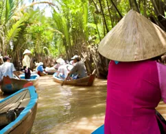 Der kan godt være trængsel på Mekong deltaet små vandveje. Foto af Anders Stoustrup