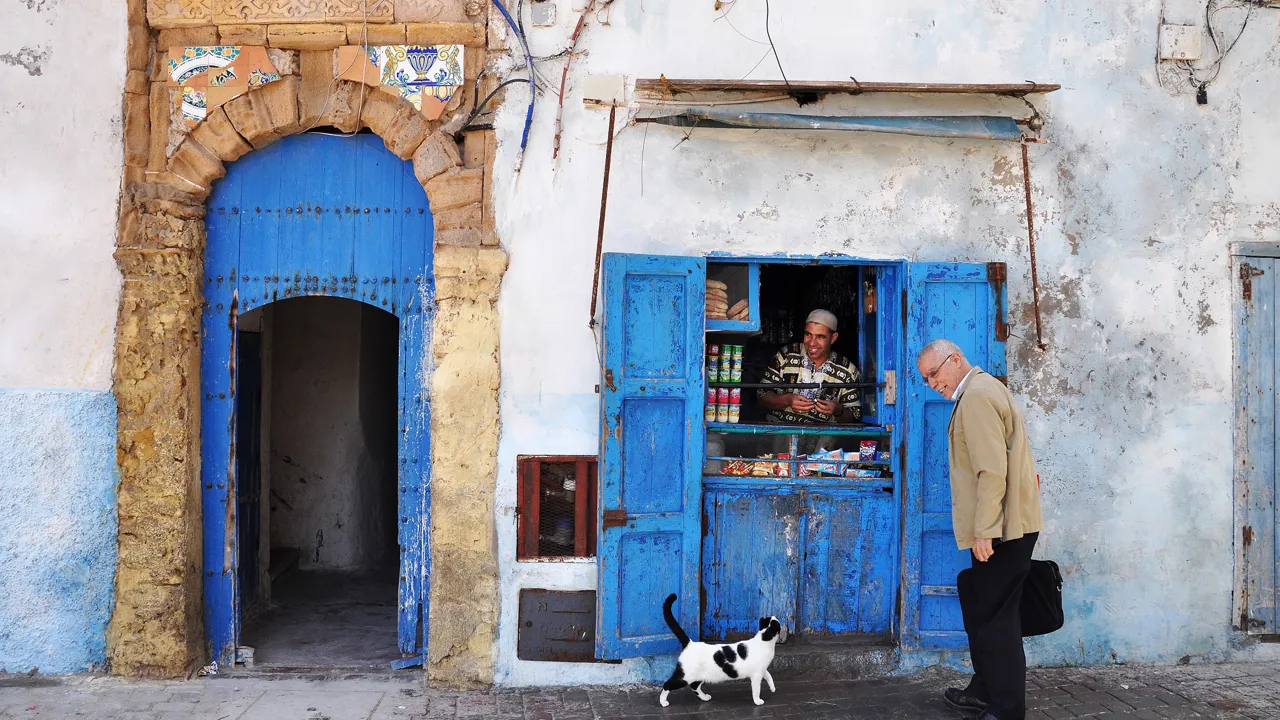 Mange døre i Chefchaouen er malet blå i forskellige nuancer. Foto Thorkild Møller