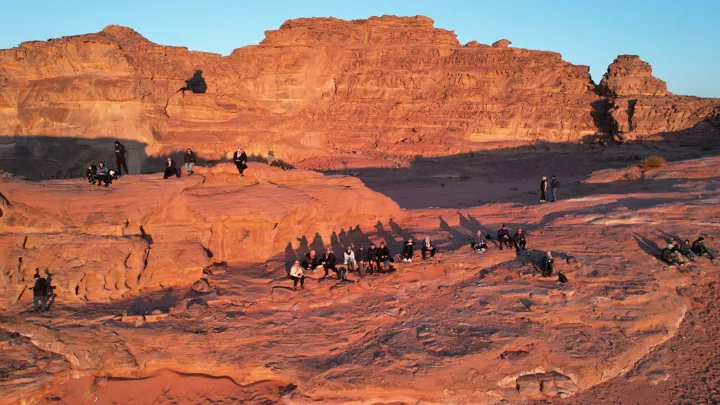 Wadi Rum i Jordan med solnedgang. Foto Tine Frier