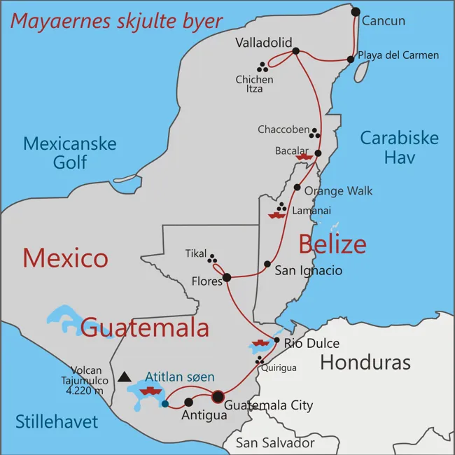 Guatemala City - Atitlan - Antigua - Rio Dulce - Flores - San Ignacio - Chichen Itza -  Playa del Carmen - Cancun