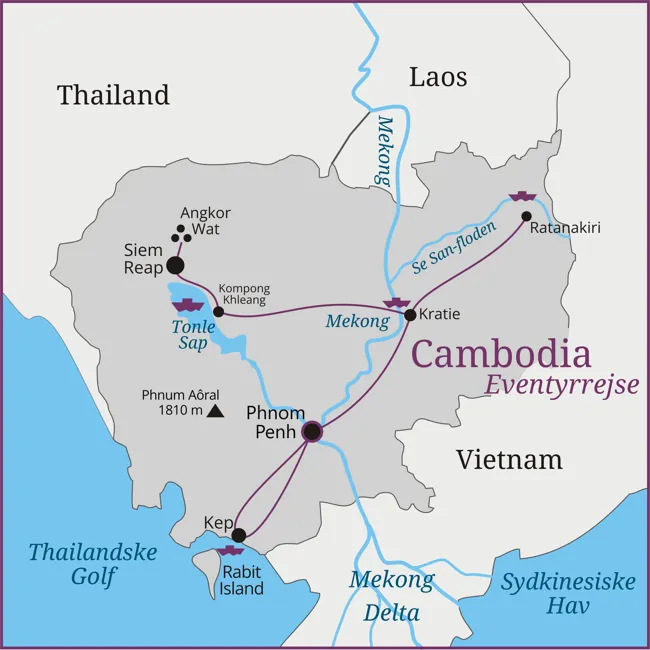 Cambodia - Siem Reap - Angkor Wat - Ratanakiri - Mekong - Kratie - Phnom Penh - Kep - Rabit Island - Phnom Penh