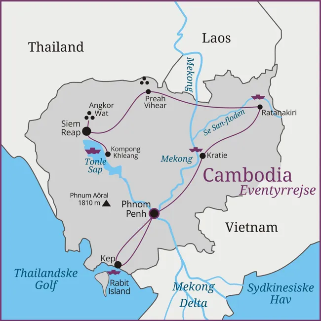 Cambodia - Siem Reap - Angkor Wat - Ratanakiri - Mekong - Kratie - Phnom Penh - Kep - Rabit Island - Phnom Penh
