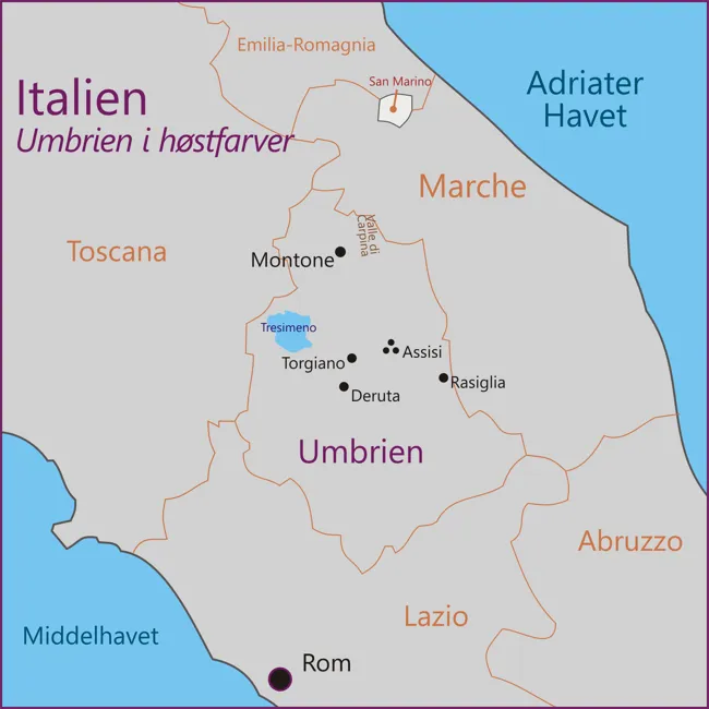 Italien - Umbrien - Rom - Montone - Assisi - Deruta - Torgiano - Rasiglia