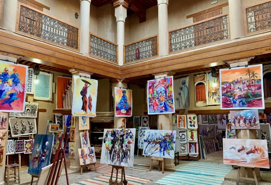 En tidligere karavanestation er omdannet til kunstkollektiv i hjertet af medinaen i Marrakesh. Foto Anders Stoustrup