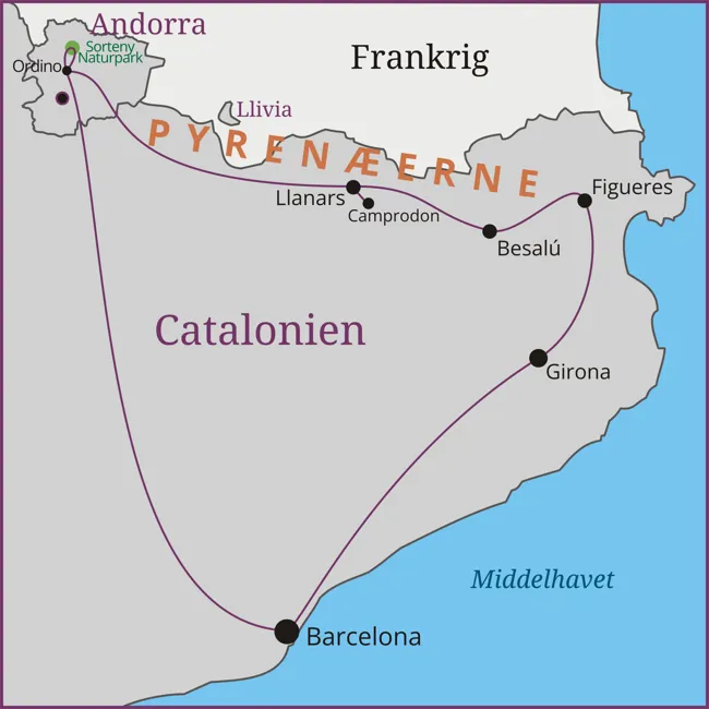 Spanien - Catalonien - Barcelona - Girona - Figueres - Besalú - Llanars - Andorra - Ordino