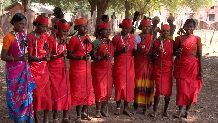 Lokale stammefolk i Odisha som danser traditionelle danse. Foto Kirsten Gynther Holm