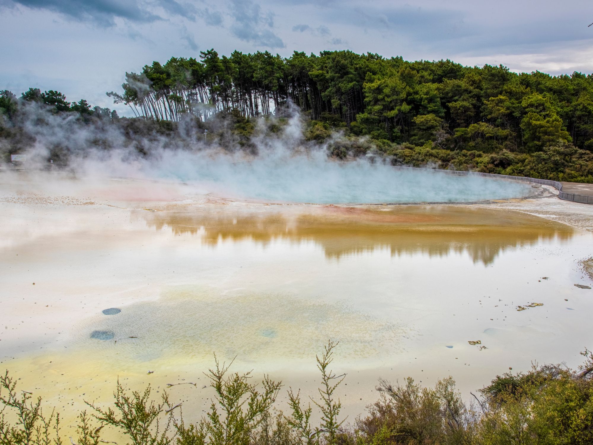 I Waiotapu, et geotermisk område, bobler de farvestrålende kilder og skaber et næsten surrealistisk land. Foto Viktors Farmor